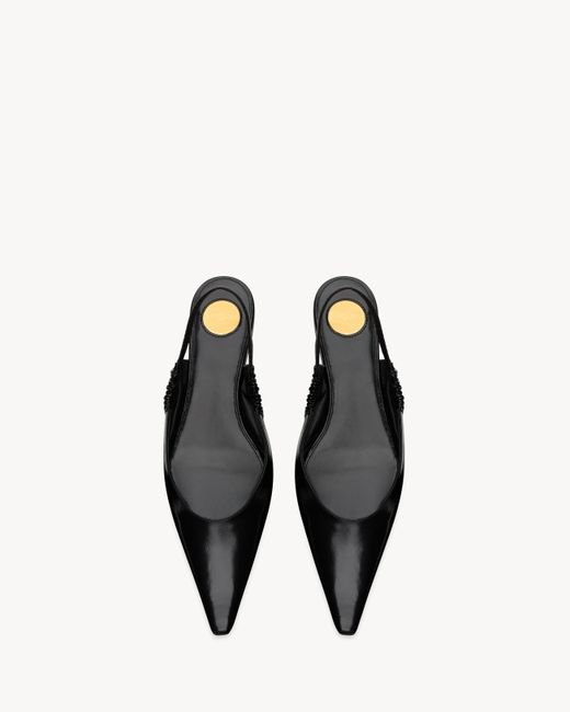 Saint Laurent White Anne-Marie Slingback Flats