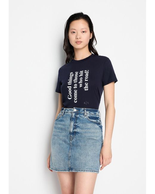 ARMANI EXCHANGE Blue High-Waisted Denim Skirt