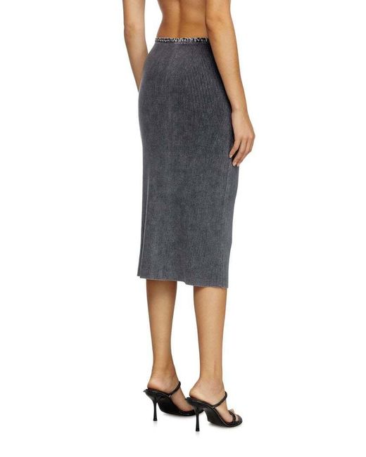 DIESEL Gray M-Meryn Knitted Midi Skirt