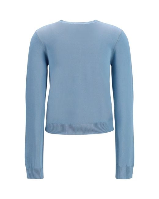 Ganni Blue Argyle Buttoned Cardigan