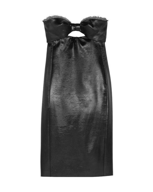 Saint Laurent Black Strapless Cut-Out Satin Dress