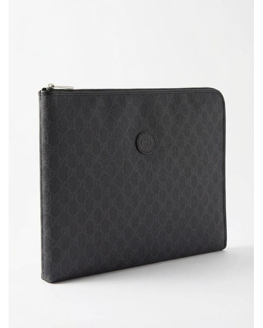 Gucci Black Monogrammed Zip Wallet for men