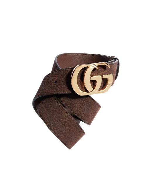 Gucci Brown Cut Gg Marmont Leather Belt for men