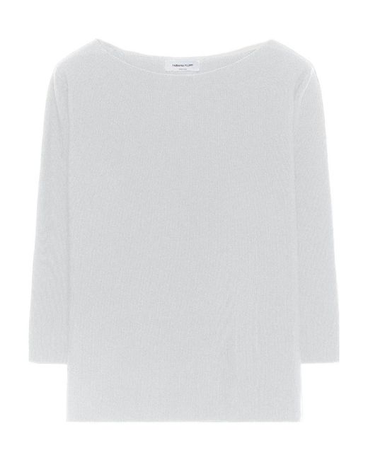 Fabiana Filippi White Round Neck Sweater