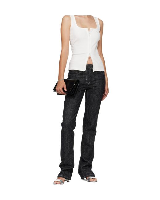 Courreges White Ribbed-Knit Zip-Up Tank Top