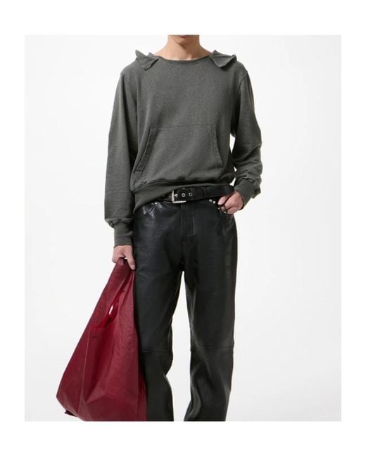 Our Legacy Gray Washed Fleece Hoodie for men