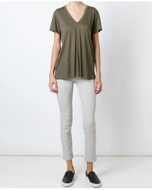 Helmut Lang Green V-Neck T-Shirt