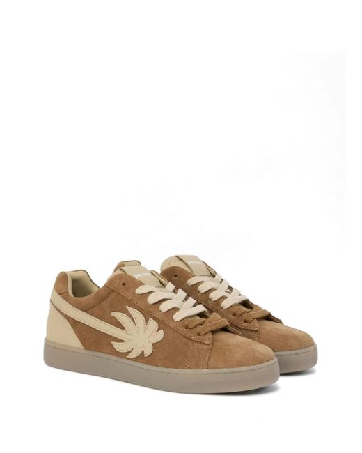 Palm Angels Brown Palm Tennis Suede Low-Top Sneakers for men