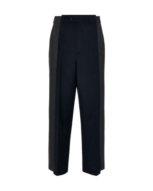 Maison Margiela Blue Two-Tone Wool Trousers for men