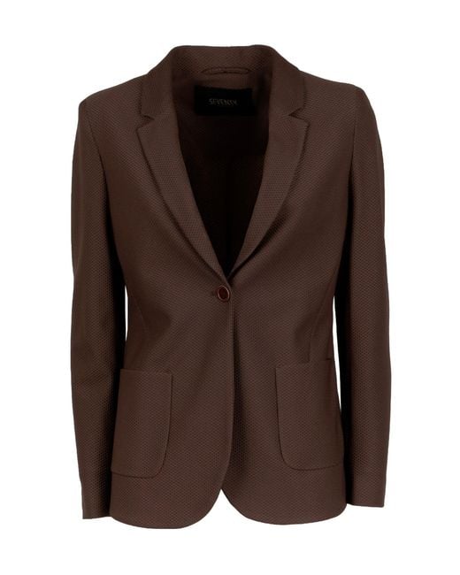 Seventy Brown Single-Breasted Tailored Blazer