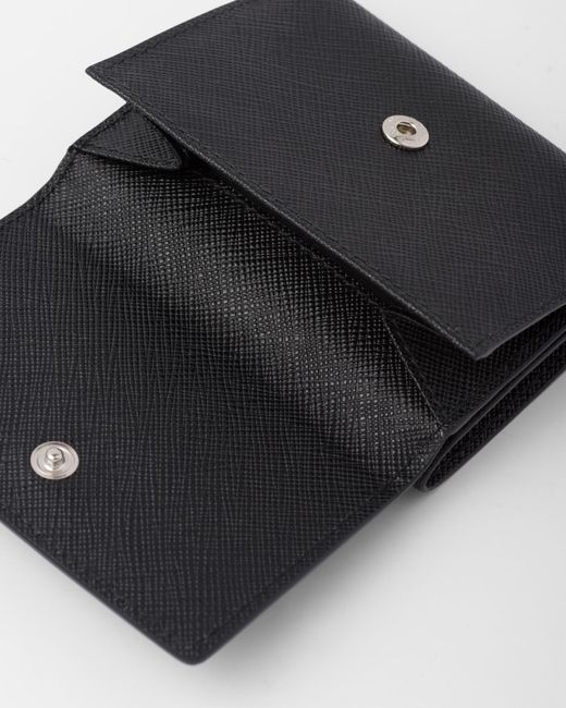 Prada Black Logo-Plaque Press-Stud Fastened Wallet for men