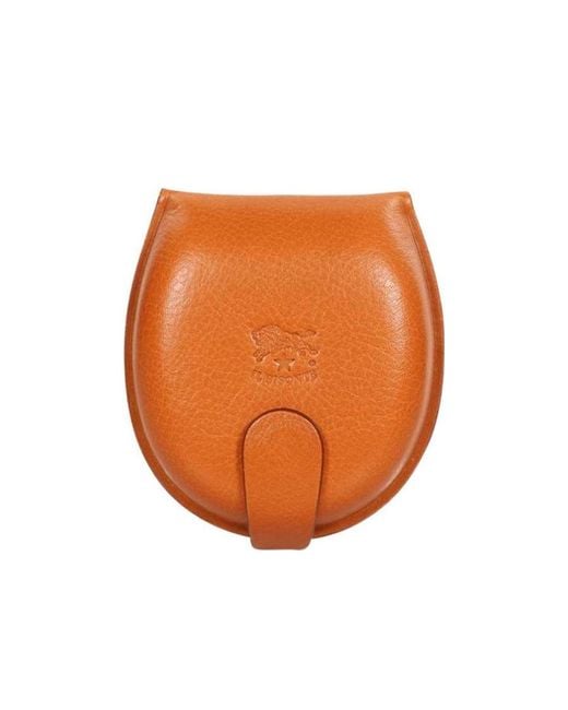 Il Bisonte Orange Leather Coin Wallet for men