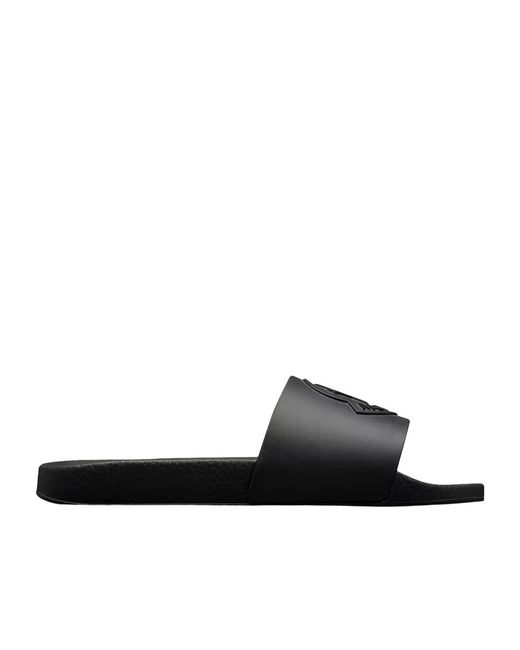 Moncler Black Basile Logo Detailed Slides for men