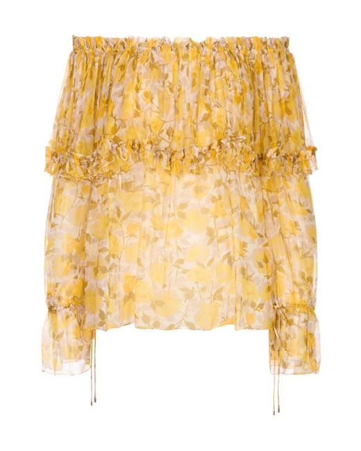 Chloé Yellow Off-Shoulder Top