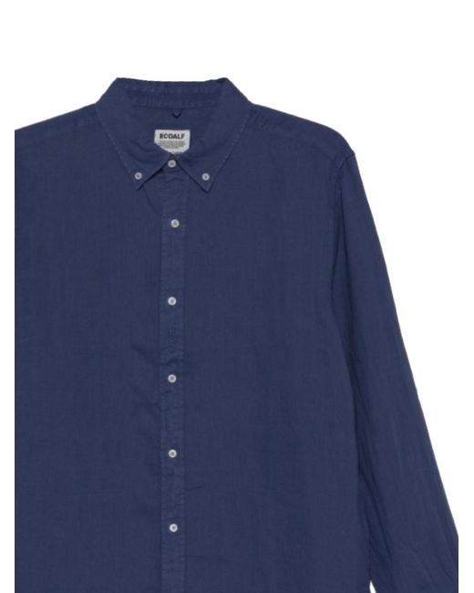 Ecoalf Blue Button-Down Long-Sleeve Shirt for men