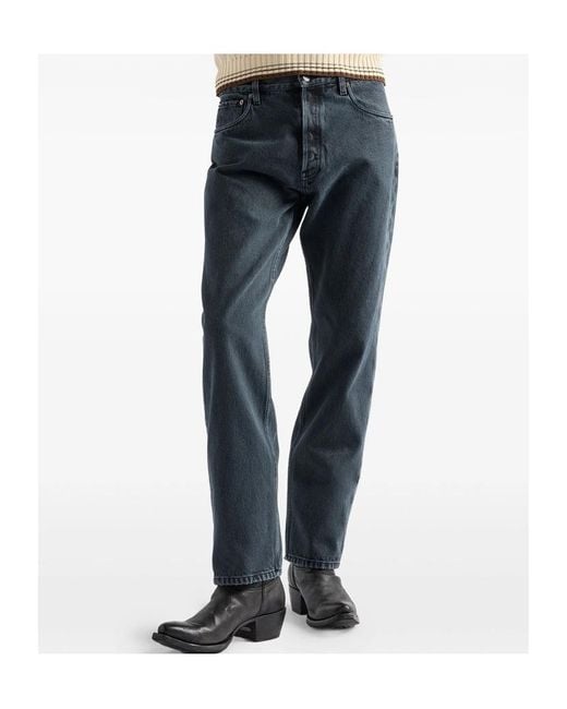 Prada Blue Triangle-Logo Straight-Leg Jeans for men