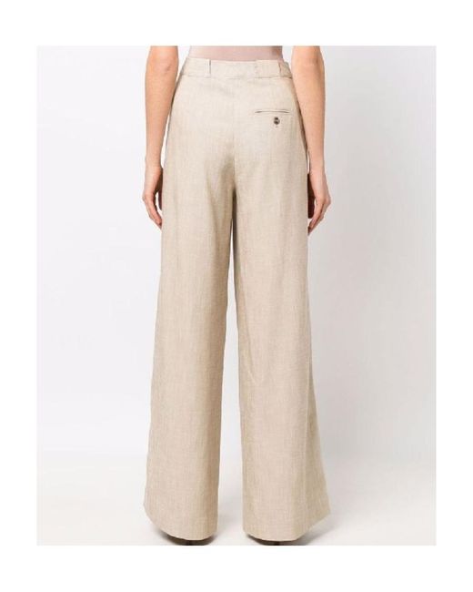 Closed Natural Pleated Flared Trousers