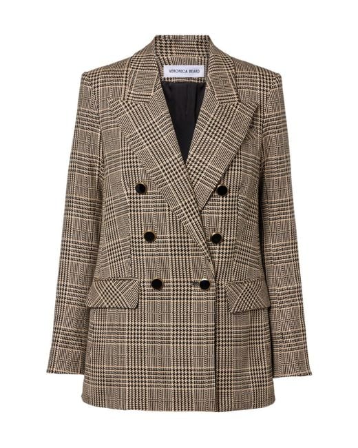 Veronica Beard Brown Rhys Houndstooth Double-Breasted Blazer