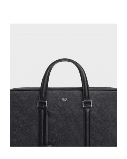 Céline Black Medium Grain Logo Briefcase for men