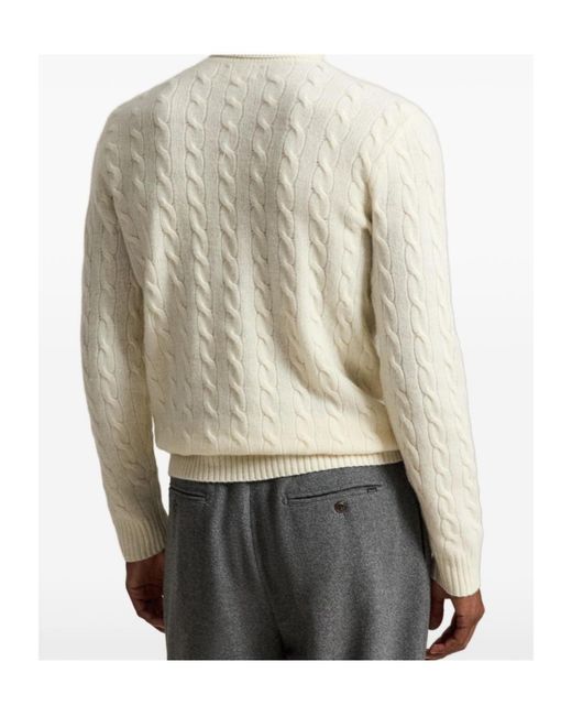 Polo Ralph Lauren White Cable-Knit Turtleneck Sweater for men