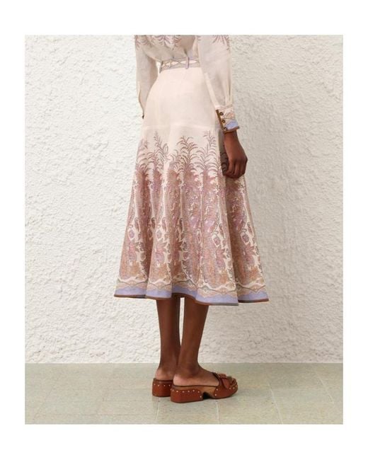 Zimmermann Pink Alchemy A-Line Skirt
