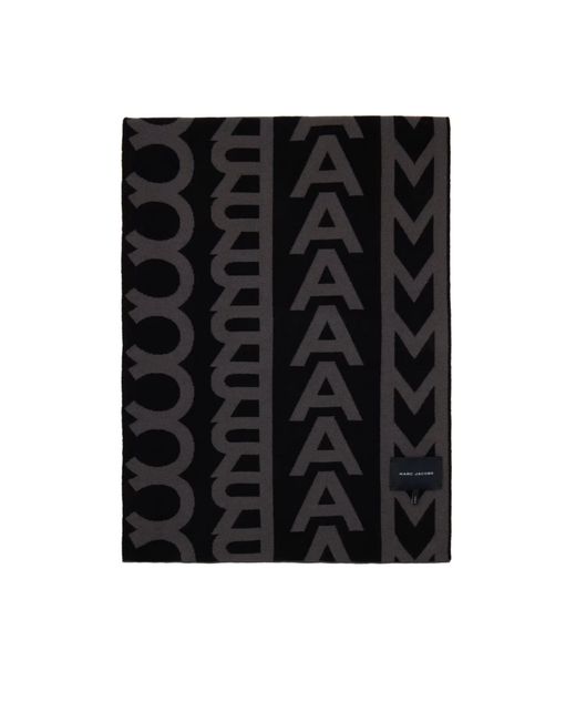 Marc Jacobs Black Monogram Patterned Knitted Scarf