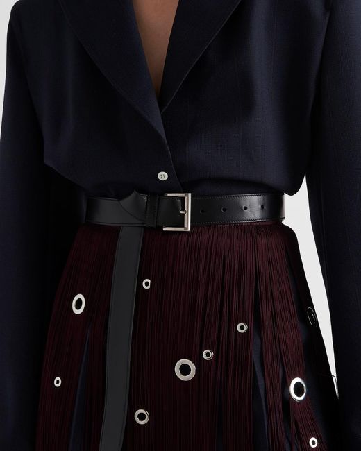Prada Blue Pinstripe Single-Breasted Shirt Jacket