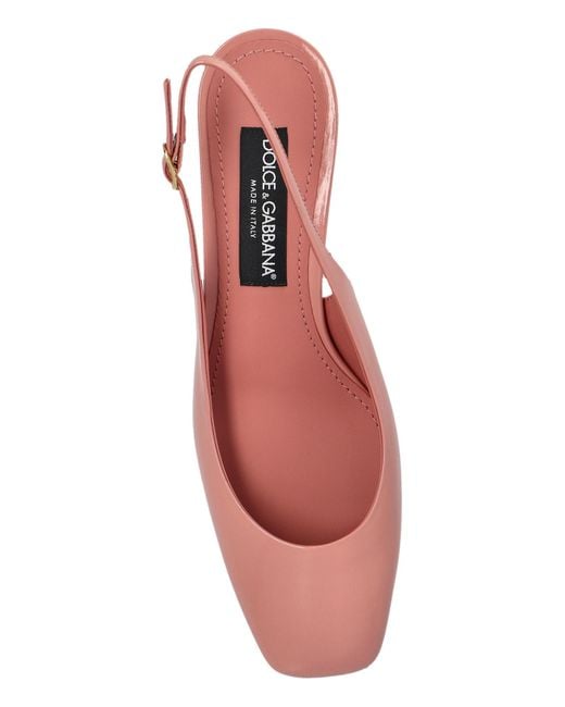 Dolce & Gabbana Pink Square Toe Slingback Pumps