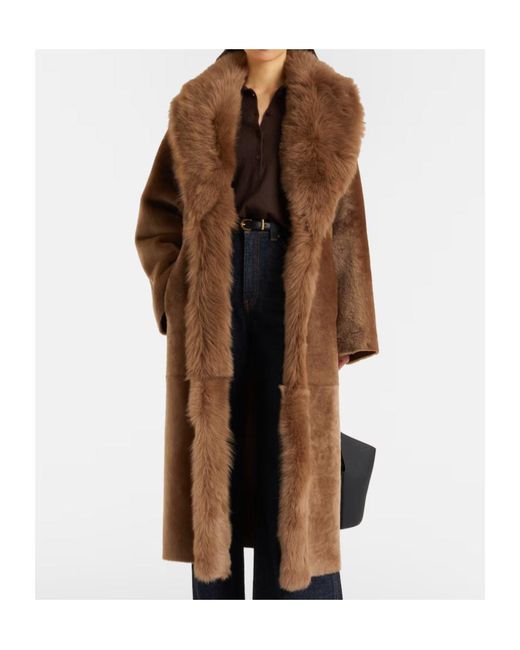 Nour Hammour Brown Isadora Shearling Wrap Coat