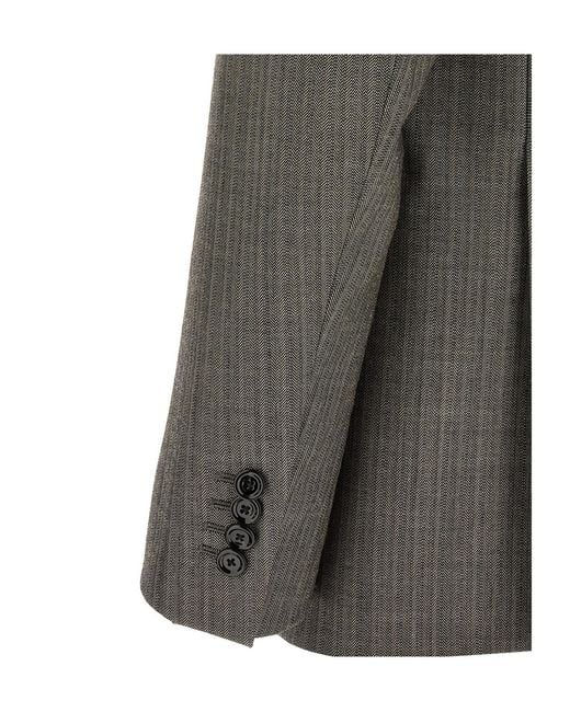 Lardini Gray Double-Breasted Blazer, Straight-Leg Suit Trousers for men
