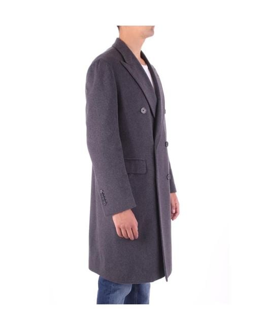 Tagliatore Blue Double-Breasted Coat for men