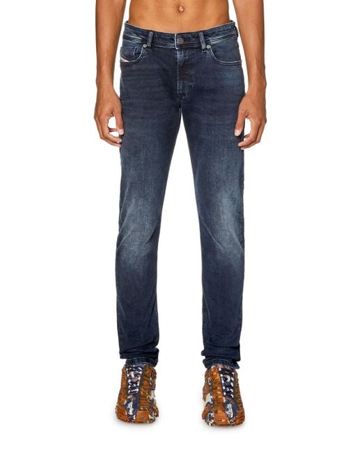 DIESEL Blue Logo Patch Low-Rise Jeans for men