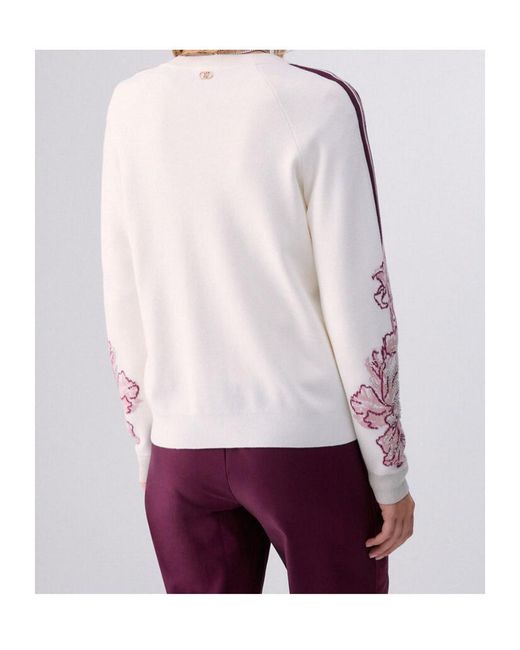 Liu Jo White V-Neck Jacquard Knit Top