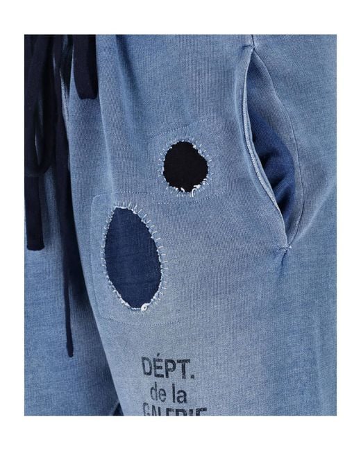 GALLERY DEPT. Blue Relaxed Wide-Leg Trousers With Distressed Detailing And Patchwork Accents for men