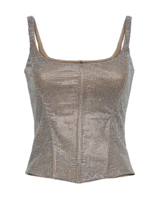 GIUSEPPE DI MORABITO Gray Embellished Bustier Top