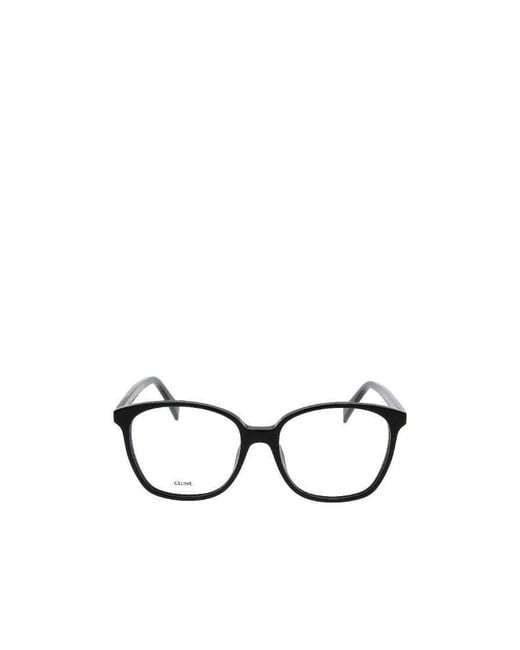 Céline White Logo-Print Square Glasses