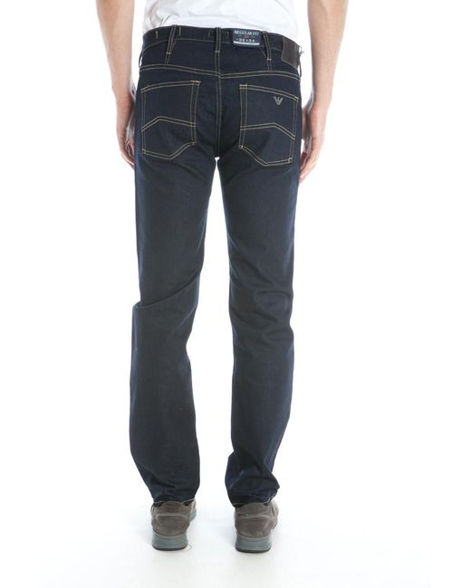 Armani Jeans Blue Logo Logo Denim Trousers for men