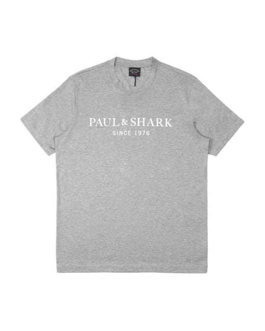 Paul & Shark Gray Logo Details T-Shirt for men