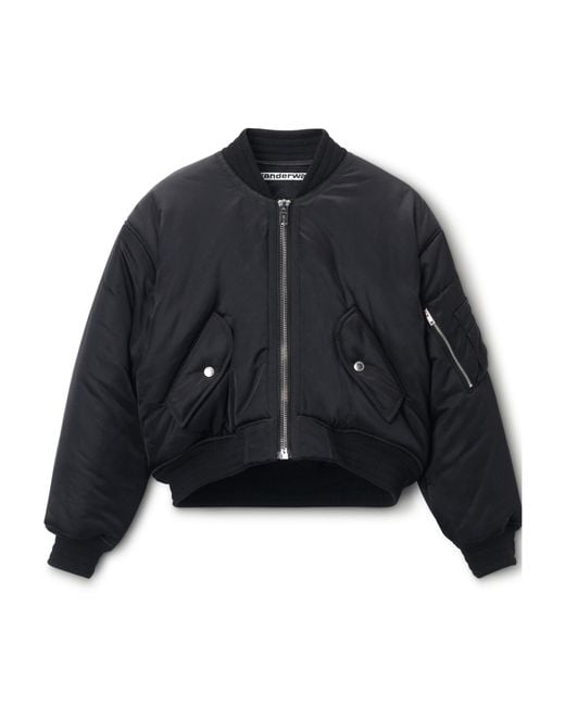 Alexander Wang Blue Logo Embroidered Bomber Jacket