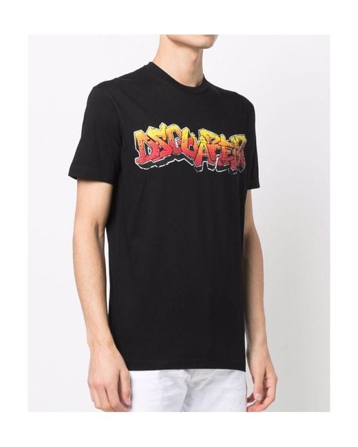 DSquared² Black Logo-Print Short-Sleeve T-Shirt for men