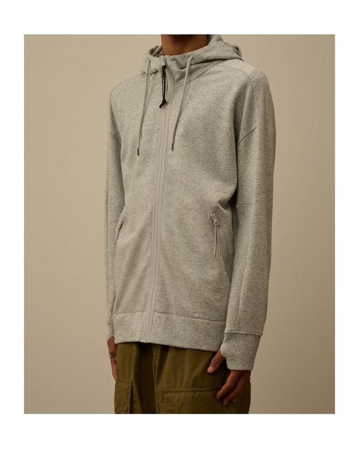 C P Company Gray Goggle Zip-Up Hoodie for men