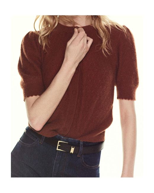 FRAME Brown Short Sleeve Cardigan
