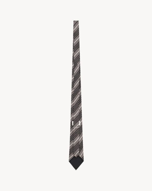 Saint Laurent White Striped Wide Tie for men