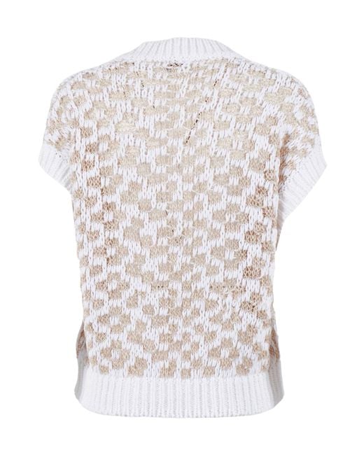 Peserico White Knitted V-Neck Vest