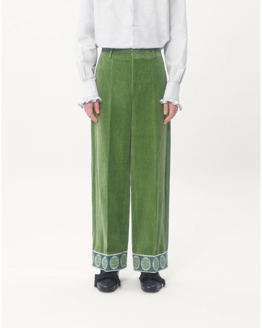 Valentino Green Jacquard-Hem Straight Leg Trousers for men