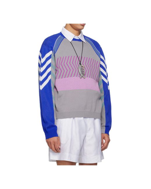 Kiko Kostadinov Blue Gizi Panelled Sweater for men