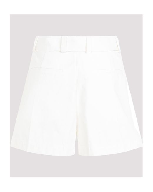 Jil Sander White Mid-Waisted Belted Shorts