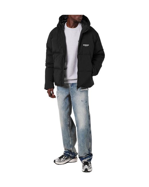 Represent Black Solid Color Down Jacket for men