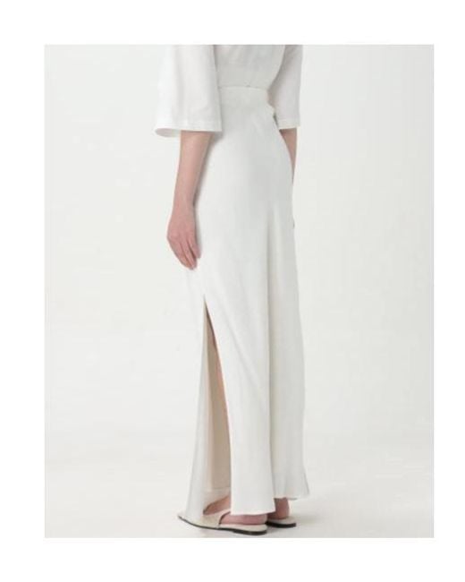 Brunello Cucinelli White Twill Fluid Bias-Cut Skirt