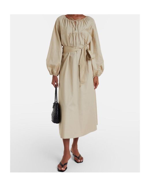 Vince Natural Belted Cotton Poplin Midi Dress